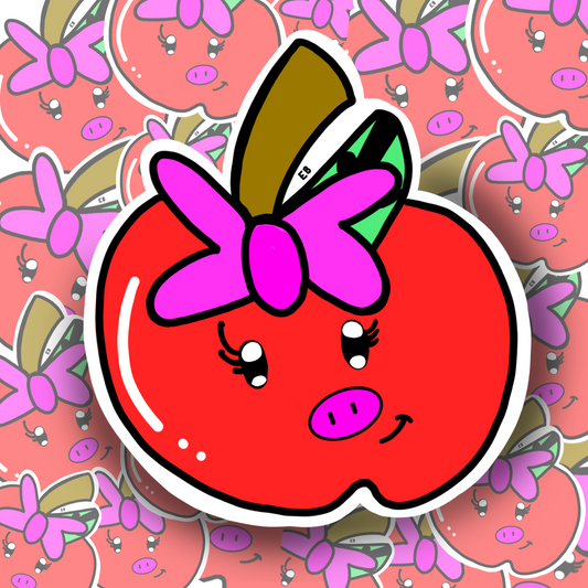 Appy the Apple Pig Sticker By Evelyn