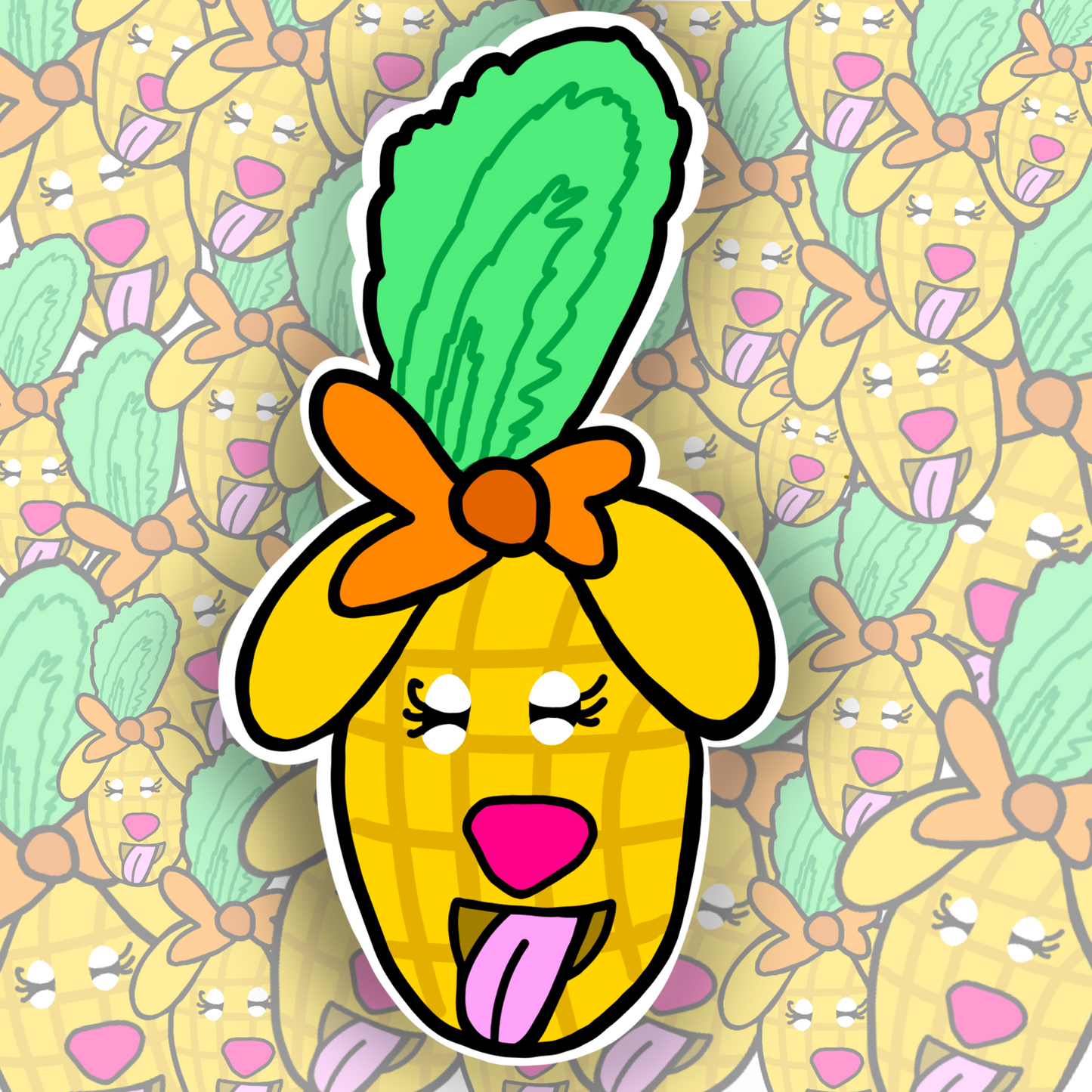 Piney the Pineapple Dog Sticker By Evelyn