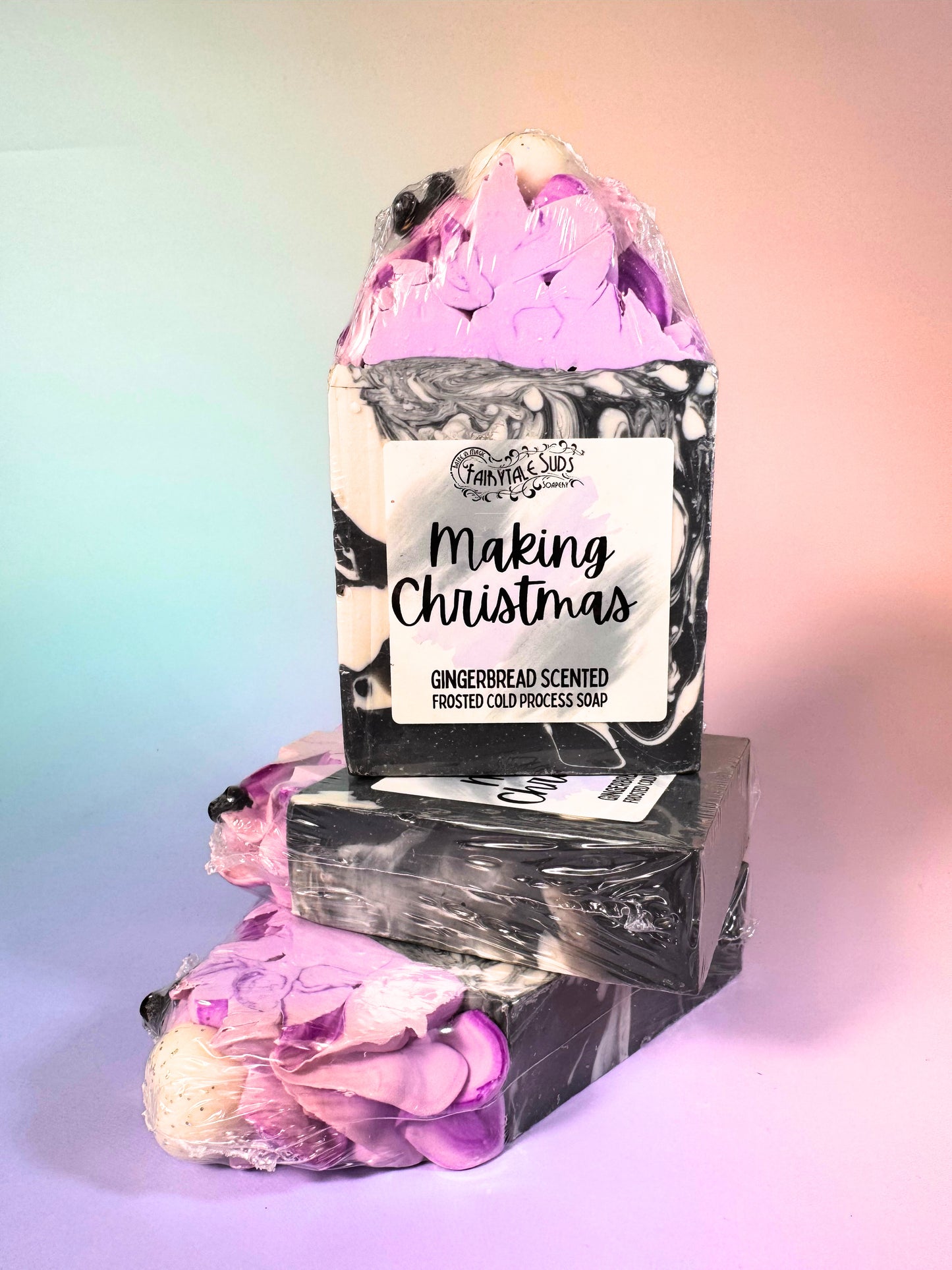 Making Christmas Ornament Frosted Soap